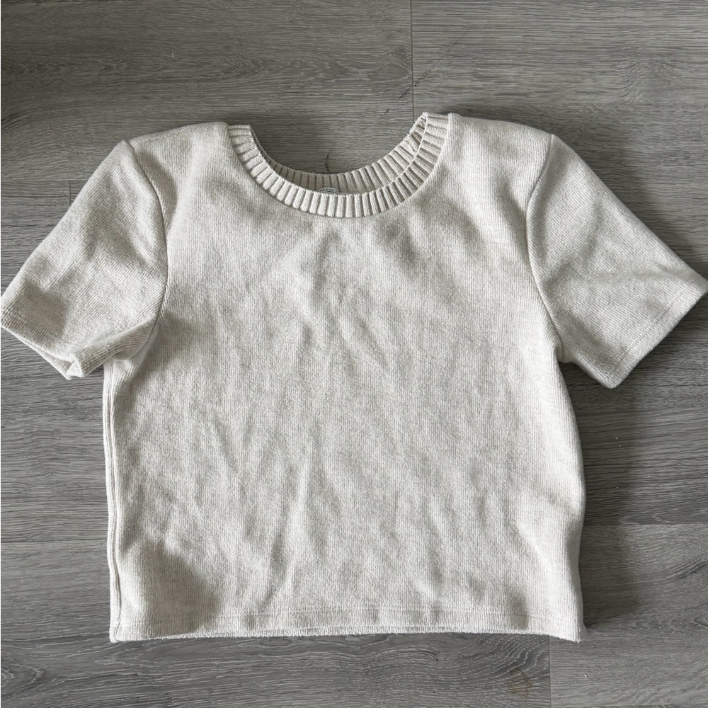 Zara Short Sleeve Beige Sweater Shirt XS S